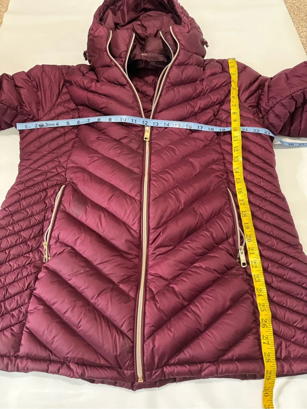 Michael Kors Women's Quilted Packable Puffer Jacket Burgundy size XXLP